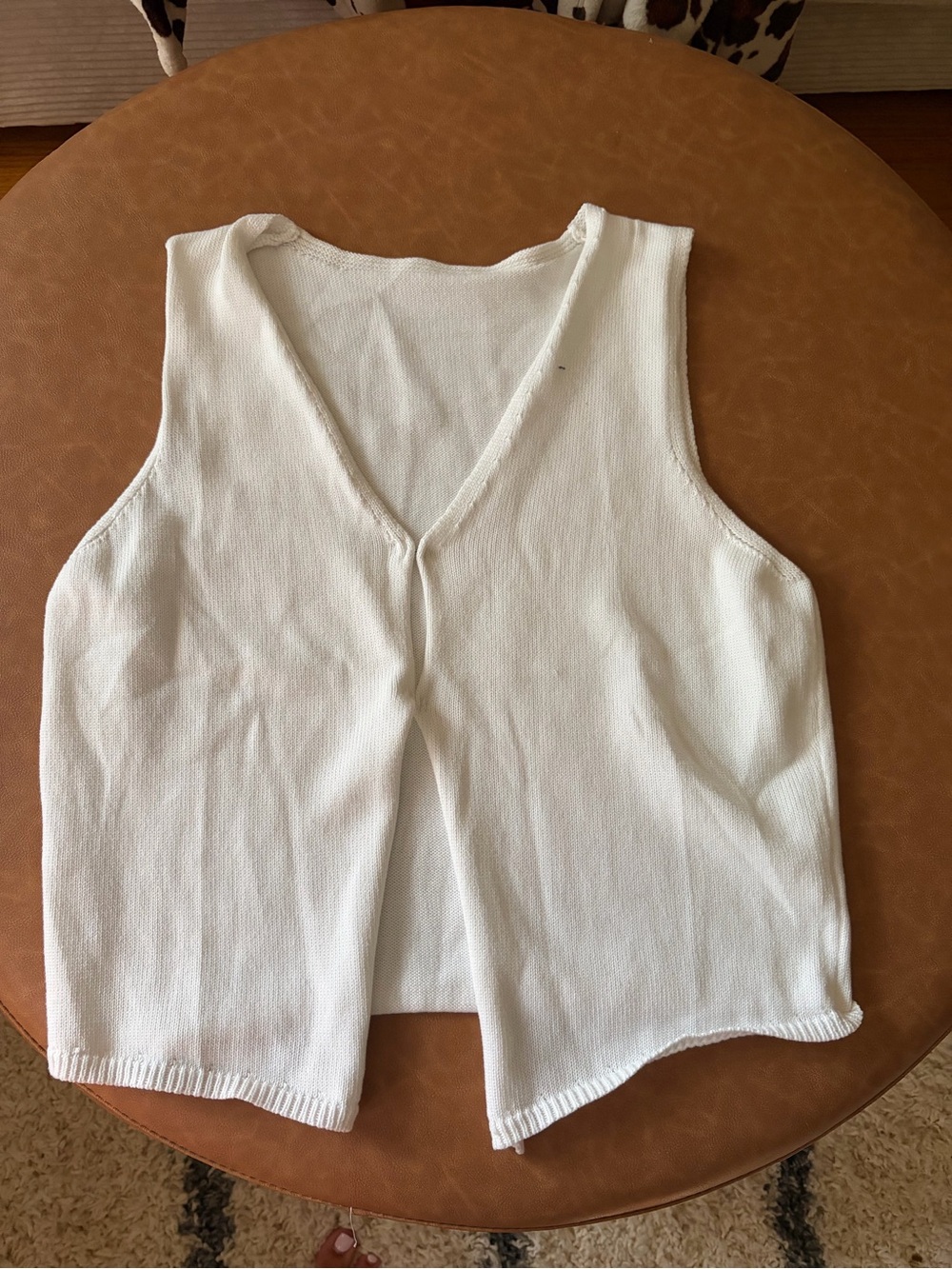 Women's Cream V-Neck Knit Vest